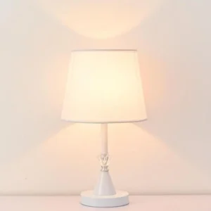 اباجورة طاولة أبيض عصري بقاعدة ستانلس ستيل ارتفاع 40 سم