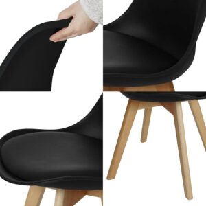 كرسي طعام بأرجل خشبية جانبية - لون اسود