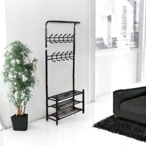 علاق استاند صغير مع رفوف - اسود