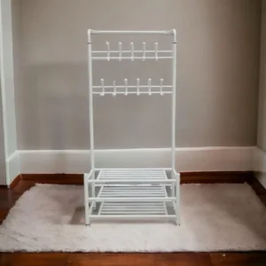 علاق استاند وسط مع رفوف - ابيض