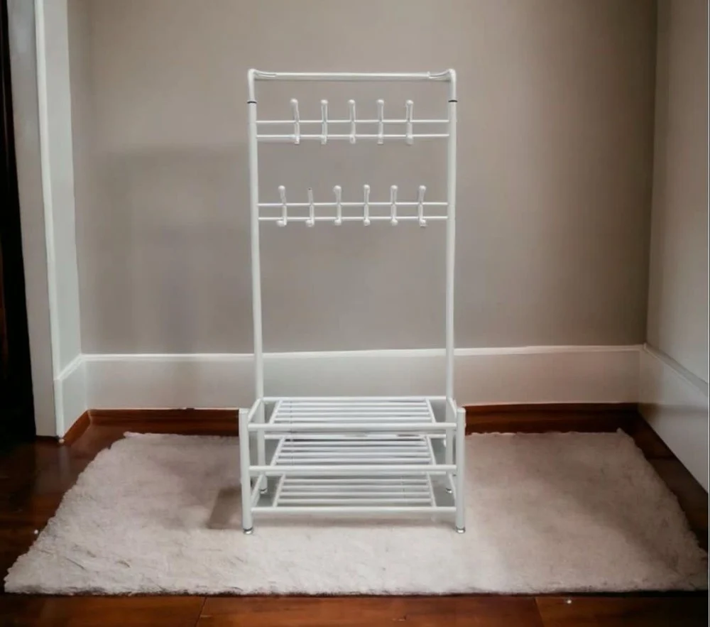 علاق استاند وسط مع رفوف - ابيض 1 علاق استاند وسط مع رفوف - ابيض