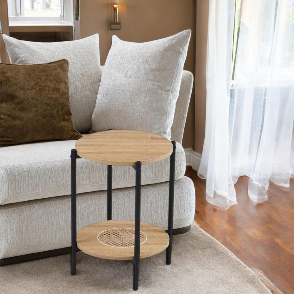 طاولة شاي صغيرة تصميم دائري من الخشب لون خشبي 1 طاولة شاي صغيرة تصميم دائري من الخشب لون خشبي