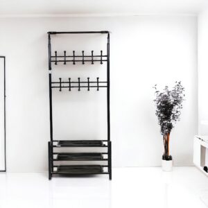 علاق استاند كبير مع رفوف - اسود