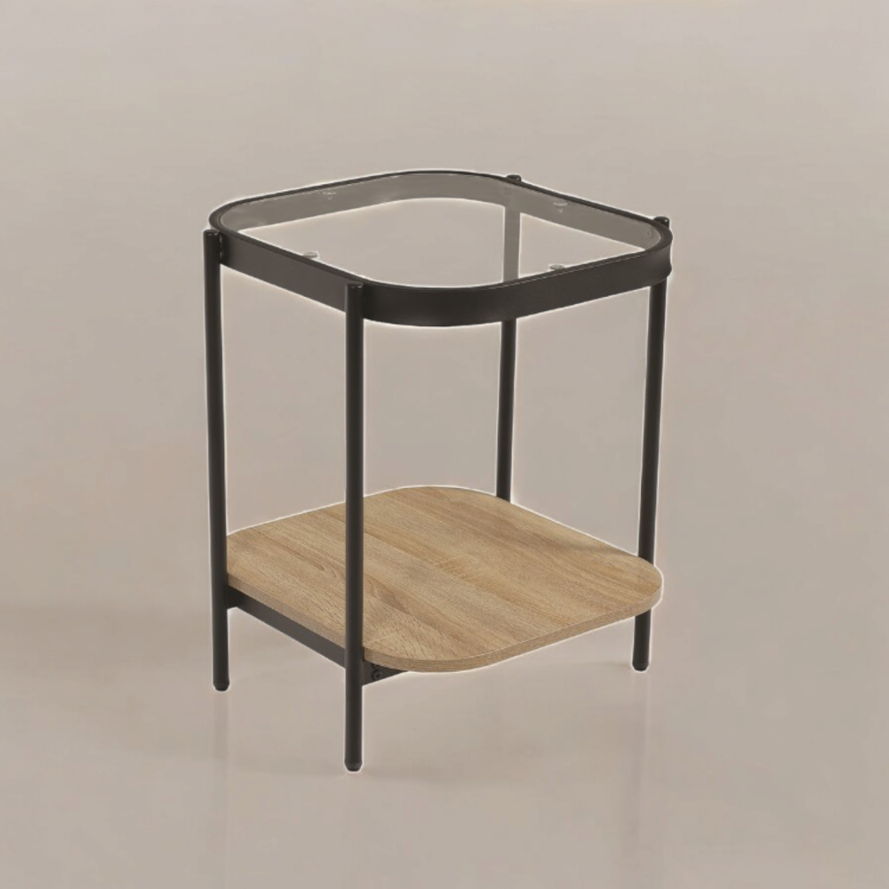 طاولة شاي صغيرة خشب مع زجاج عملية لون خشبي 1 طاولة شاي صغيرة خشب مع زجاج عملية لون خشبي