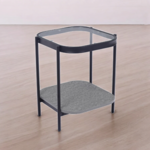 طاولة شاي صغيرة خشب مع زجاج عملية لون رمادي