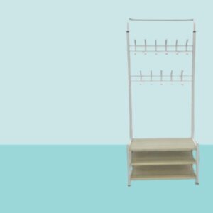 علاقه ملابس متعدده الارفف كبير - ابيض