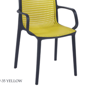 كرسي بلاستيك بذراعين مميزة - لون اصفر