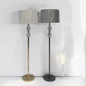 اباجورة أرضي ذهبي عصرية على قاعدة من الستانلس ستيل