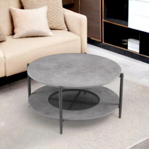 طاولة شاي وسط مفرد تصميم دائري من الخشب لون رمادي