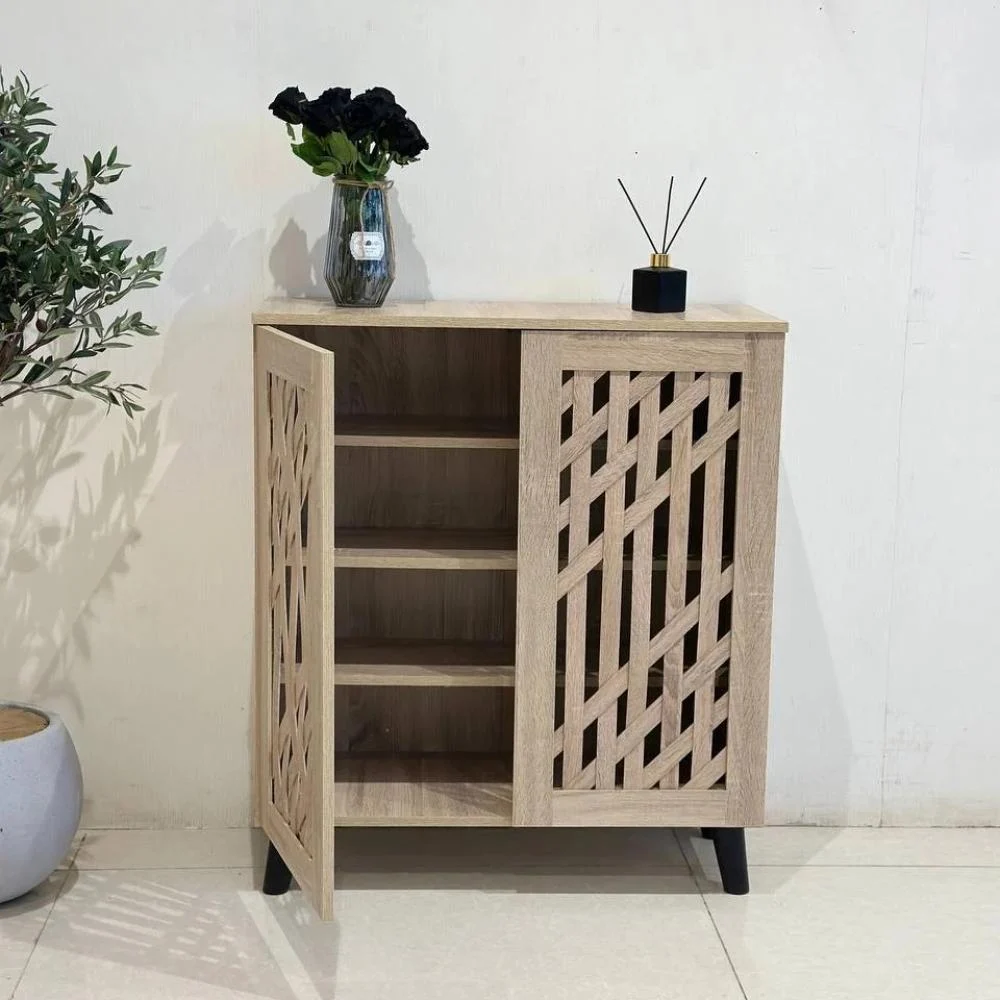 دولاب أحذية ماليزي متعدد الأغراض تصميم كلاسيكي 2 باب لون خشبي مقاس 91×34×80 سم 1 دولاب أحذية ماليزي متعدد الأغراض تصميم كلاسيكي 2 باب لون خشبي مقاس 91×34×80 سم