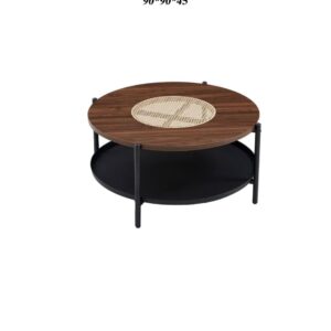 طاولة شاي وسط مفرد تصميم دائري فاخر من الخشب لون بني غامق