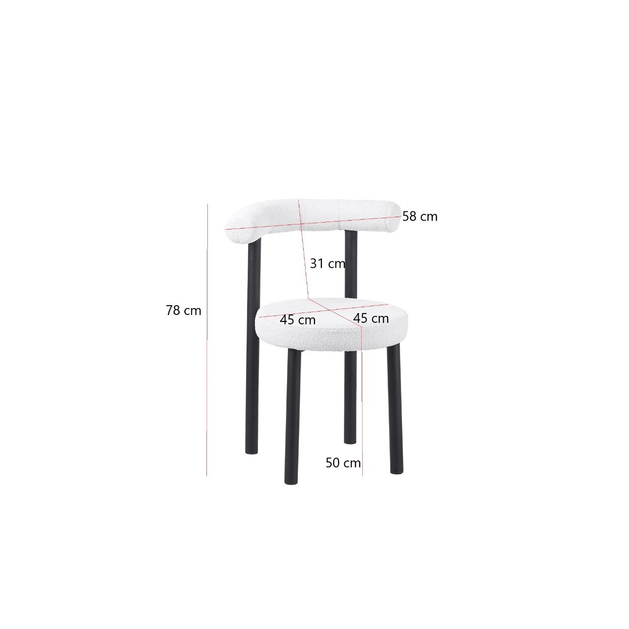 كرسي بوكلية مفرد تصميم أنيق وعصري- لون ابيض 1 كرسي بوكلية مفرد تصميم أنيق وعصري- لون ابيض