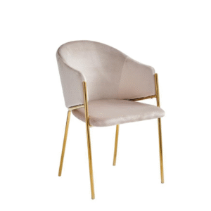 كرسي مخمل ستيل ذهبي متميز  - لون بيج ك