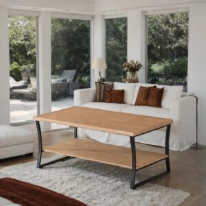 طاولة شاي تصميم مستطيل أنيق من الخشب لون خشبي