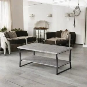 طاولة شاي تصميم مستطيل أنيق من الخشب لون رمادي