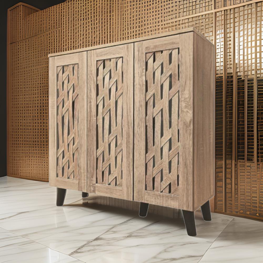 دولاب أحذية ماليزي متعدد الأغراض تصميم كلاسيكي 3 باب لون خشبي مقاس 91×34×90 سم 1 دولاب أحذية ماليزي متعدد الأغراض تصميم كلاسيكي 3 باب لون خشبي مقاس 91×34×90 سم