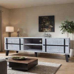 طاولة تلفزيون بلازما تصميم رائع مقاس 140×40×45 سم لون رمادي