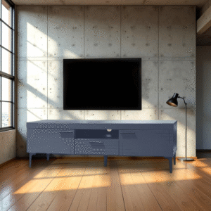 طاولة تلفزيون بلازما تصميم مميز مقاس 140×40×46 سم لون رمادي غامق