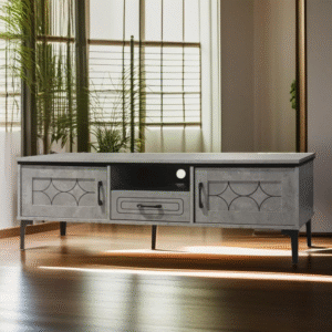 طاولة تلفزيون بلازما تصميم عصري مقاس 140×40×46 سم لون رمادي