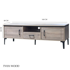 طاوله تلفزيون بلازما تصميم فريد مقاس 140×40×46 سم لون خشبي فاتح