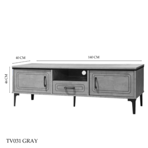 طاوله تلفزيون بلازما تصميم فريد مقاس 140×40×46 سم لون رمادي