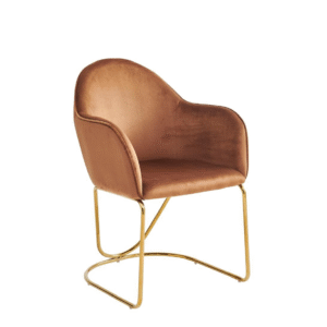 كرسي مفرد مخمل بتصميم عصري وأنيق - لون بني