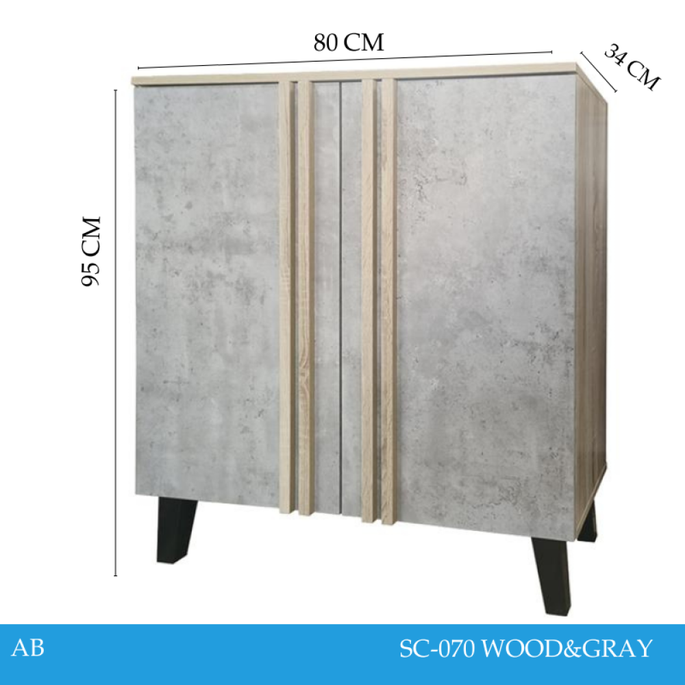 دولاب أحذية ماليزي متعدد الأغراض تصميم عصري ومميز 2 باب لون خشبي ورمادي مقاس 34×95×80 سم 1 دولاب أحذية ماليزي متعدد الأغراض تصميم عصري ومميز 2 باب لون خشبي ورمادي مقاس 34×95×80 سم