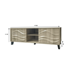 طاولة تلفزيون بلازما تصميم راقي مقاس 140×40×45 سم لون خشبي فاتح