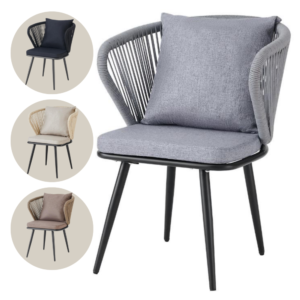 كرسي خارجي مع مخدة - لون اسود 🪑⭐