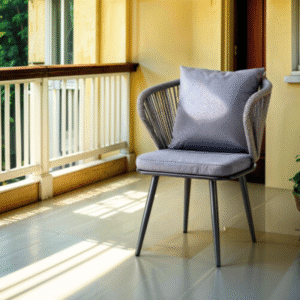 كرسي خارجي مع مخدة - لون رمادي غامق 🪑⭐