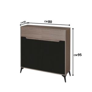 دولاب أحذية متعدد الأغراض تصميم عصري 2 باب لون أسود ورمادي مقاس 35×95×80 سم