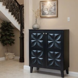 دولاب أحذية ماليزي متعدد الأغراض تصميم مودرن ومميز 2 باب لون أسود مقاس 34×95×80 سم