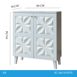 دولاب أحذية ماليزي متعدد الأغراض تصميم مودرن و مميز 2 باب لون أبيض مقاس 34×95×80 سم