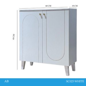 دولاب أحذية ماليزي متعدد الأغراض تصميم فاخر 2 باب لون أبيض مقاس 35×95×80 سم