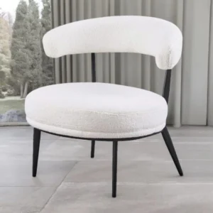 كرسي بقماش بوكليه بتصميم مميز و جذاب - لون  ابيض مطفي ✨🤩🌟