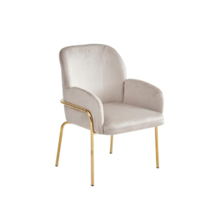 كرسي مخمل ستيل ذهبي انيق - لون بيج