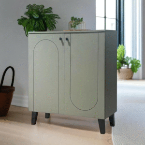 دولاب أحذية ماليزي متعدد الأغراض تصميم فاخر 2 باب لون أخضر مقاس 35×95×80 سم