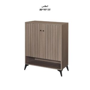 دولاب أحذية متعدد الأغراض تصميم عملي 2 باب لون رمادي مقاس 35×95×80 سم