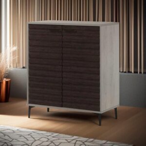 دولاب أحذية ماليزي متعدد الأغراض تصميم متميز 2 باب لون بني و رمادي مقاس 35×95×80 سم