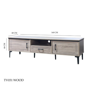 طاوله تلفزيون بلازما تصميم فريد مقاس 160×40×46 سم لون خشبي فاتح