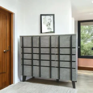 دولاب أحذية ماليزي متعدد الأغراض تصميم مميز و فاخر 3 باب لون رمادي مقاس 34×95×100 سم