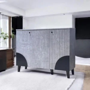 دولاب أحذية ماليزي متعدد الأغراض تصميم رائع 3 باب لون  رمادي وأسود مقاس 35×95×100 سم