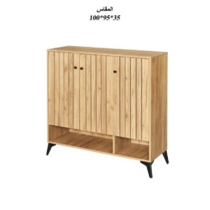 دولاب أحذية متعدد الأغراض تصميم عملي 3 باب لون خشبي مقاس 35×95×100 سم