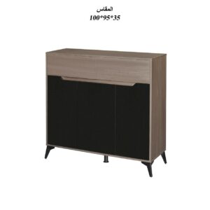 دولاب أحذية متعدد الأغراض تصميم عصري 3 باب لون أسود ورمادي مقاس  35×95×100 سم