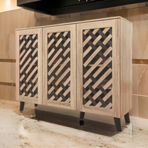 دولاب أحذية ماليزي متعدد الأغراض تصميم كلاسيكي 3 باب لون خشبي وبني مقاس 91×34×120 سم