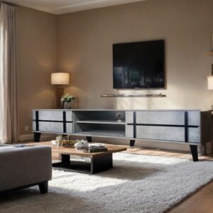 طاولة تلفزيون بلازما تصميم رائع مقاس 180×40×45 سم لون رمادي