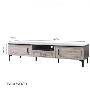 طاوله تلفزيون بلازما تصميم فريد مقاس 180×40×46 سم لون خشبي فاتح