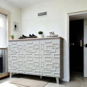 دولاب أحذية ماليزي متعدد الأغراض تصميم رائع 3 باب لون أبيض مقاس 34×95×115 سم