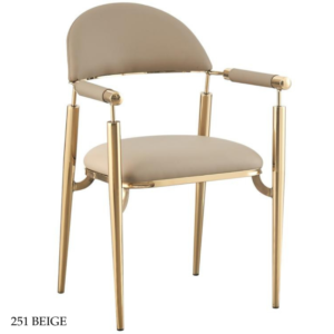 كرسي جلد بهيكل معدني مريح وأنيق - لون بيج