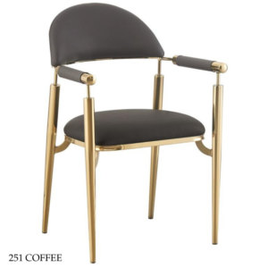كرسي جلد بهيكل معدني مريح وأنيق - لون كوفي